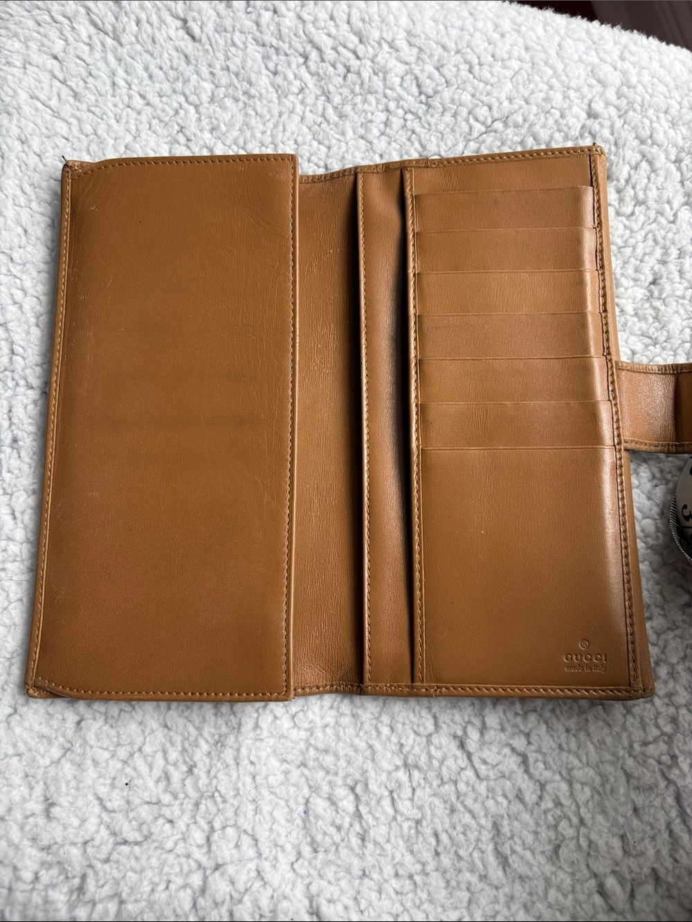 Gucci Interlocking Gold GG Calfskin Camel Colored Leather Continental Wallet - Picture 12 of 14